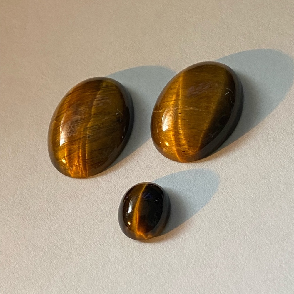 Tiger's Eye Polished Oval Cabochons (3)
